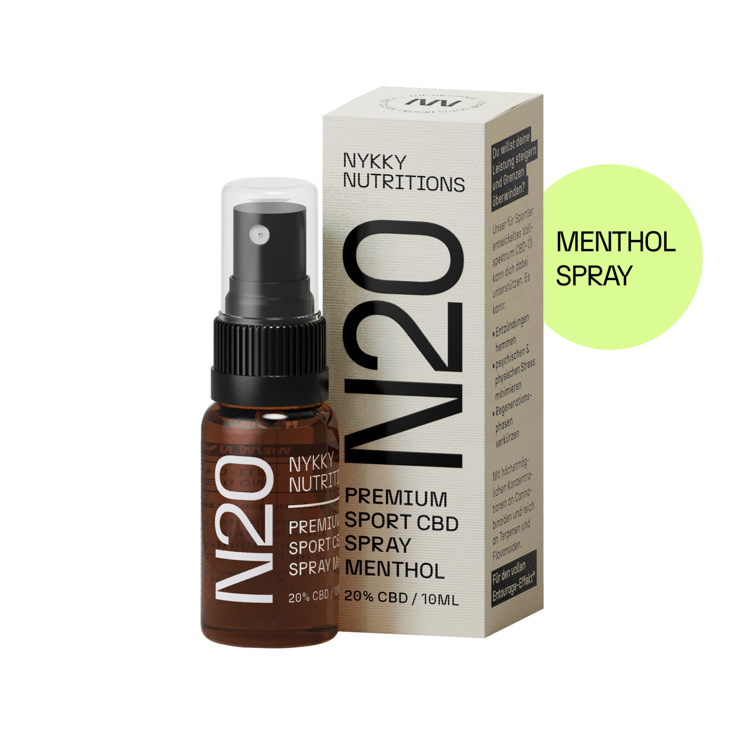 N20 Premium Sport CBD Menthol Spray, 20%, 10ml